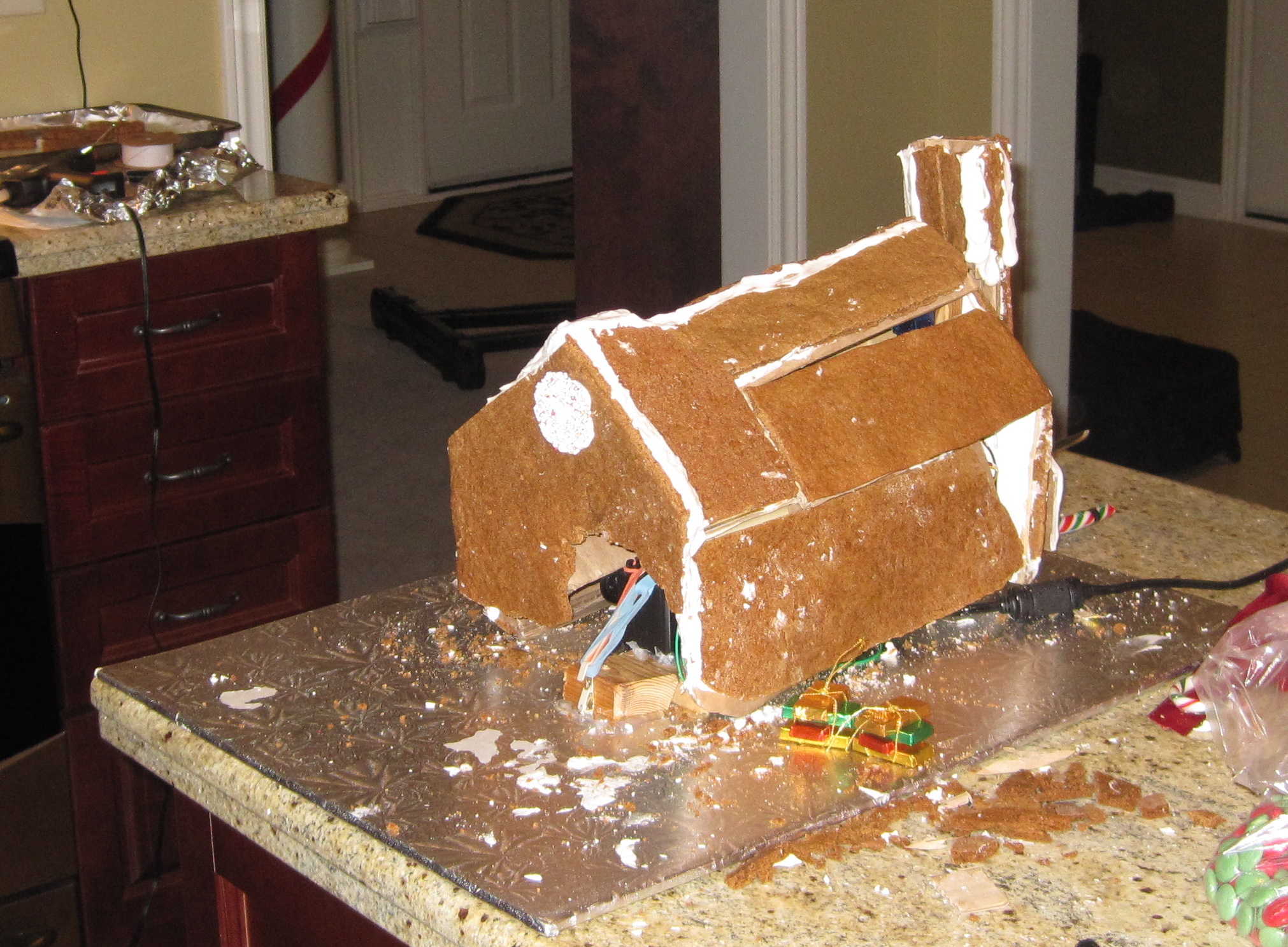 Transforming Gingerbread House Before Candy